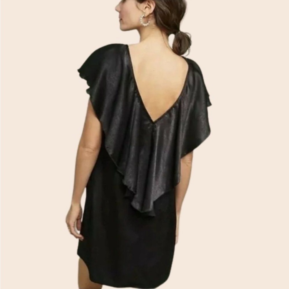 Anthropologie Black Ruffle Back Dress